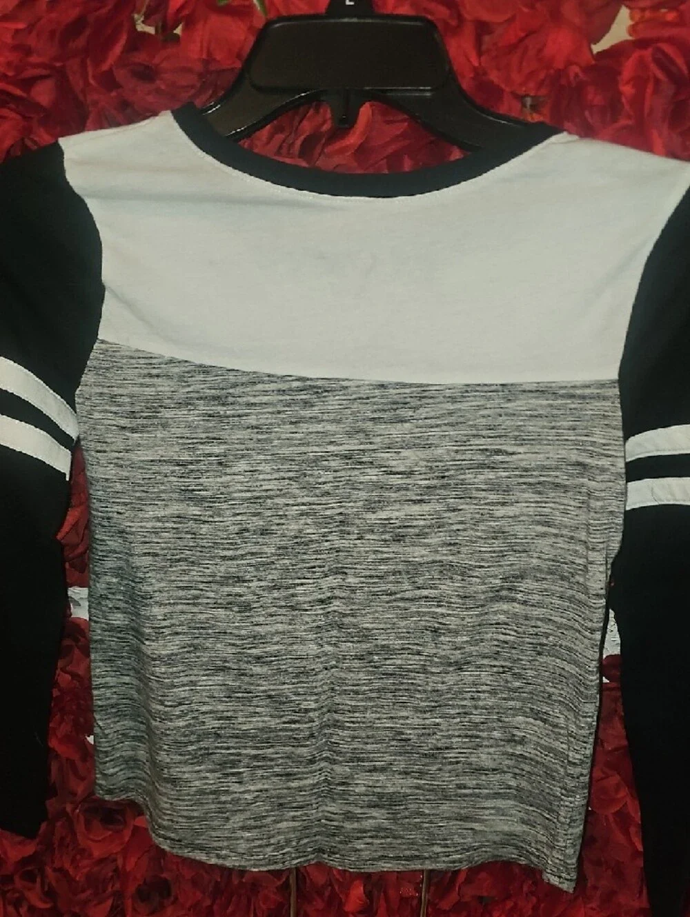 Justice Black & Gray Long Sleeve Tee with Rainbow Script Logo Size 12
